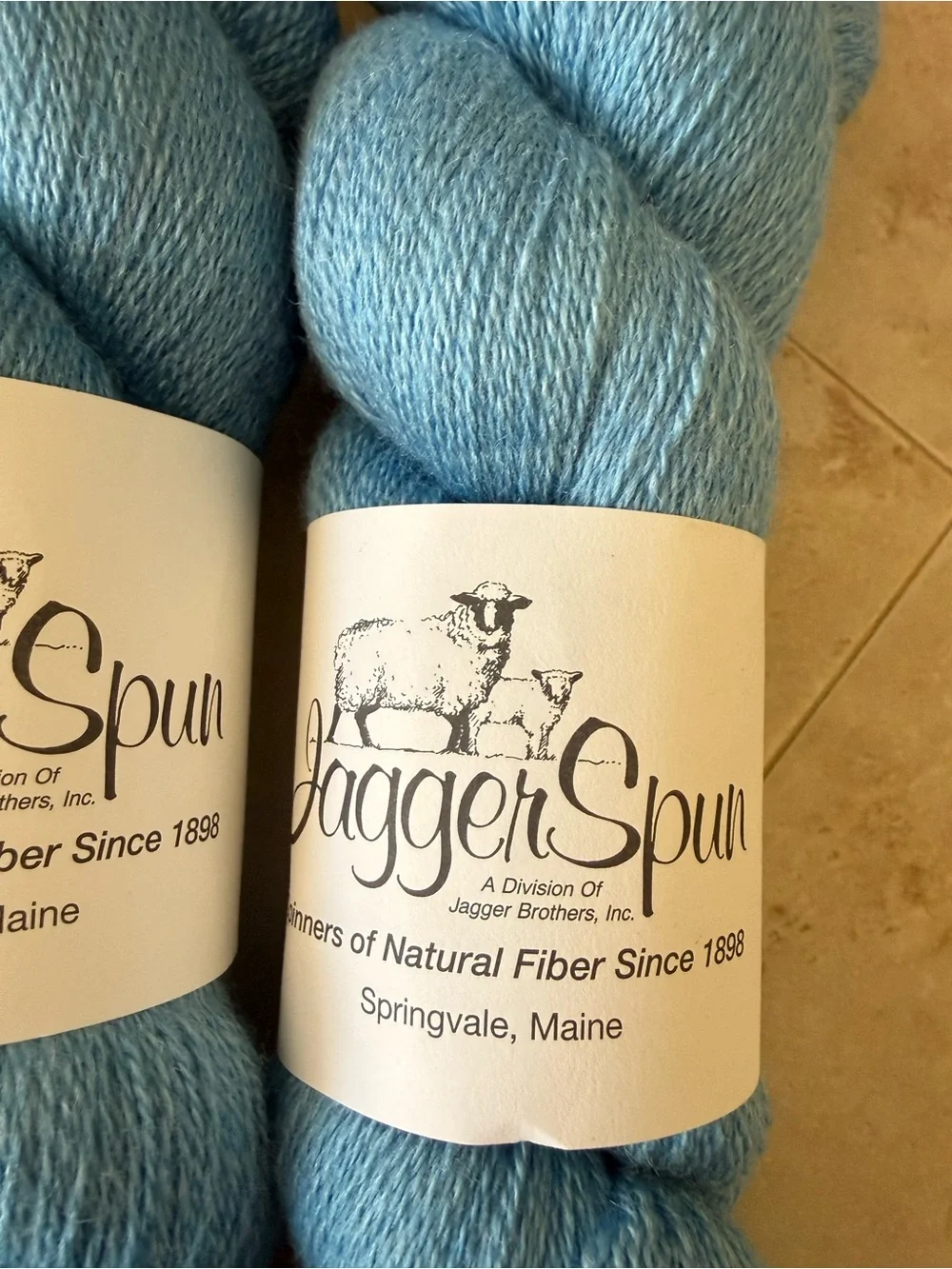 Jagger Spun Wool/Silk Blend Yarn -2 Skeins of Aegean Blue